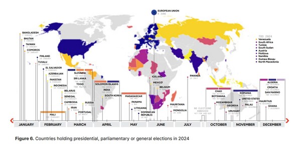 올해 주요 선거를 앞둔 국가들 [ⓒ크라우드스트라이크 보고서 캡처]