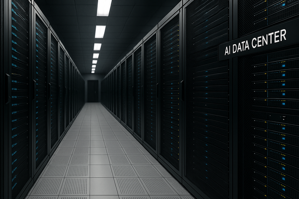 AI 데이터센터 내 랙(Rack)이 줄지어 있는 모습 [ⓒ챗GPT 생성이미지]