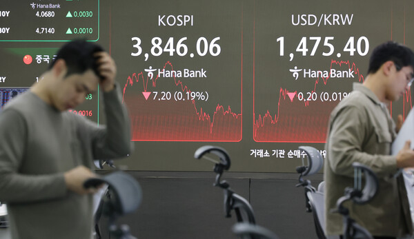  24일 코스피 종가지수와 환율이 하나은행 본점 딜링룸에 표시돼 있다 (사진=연합뉴스)